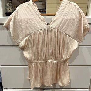 BCBGMaxAzria Cream Pleated Blouse
